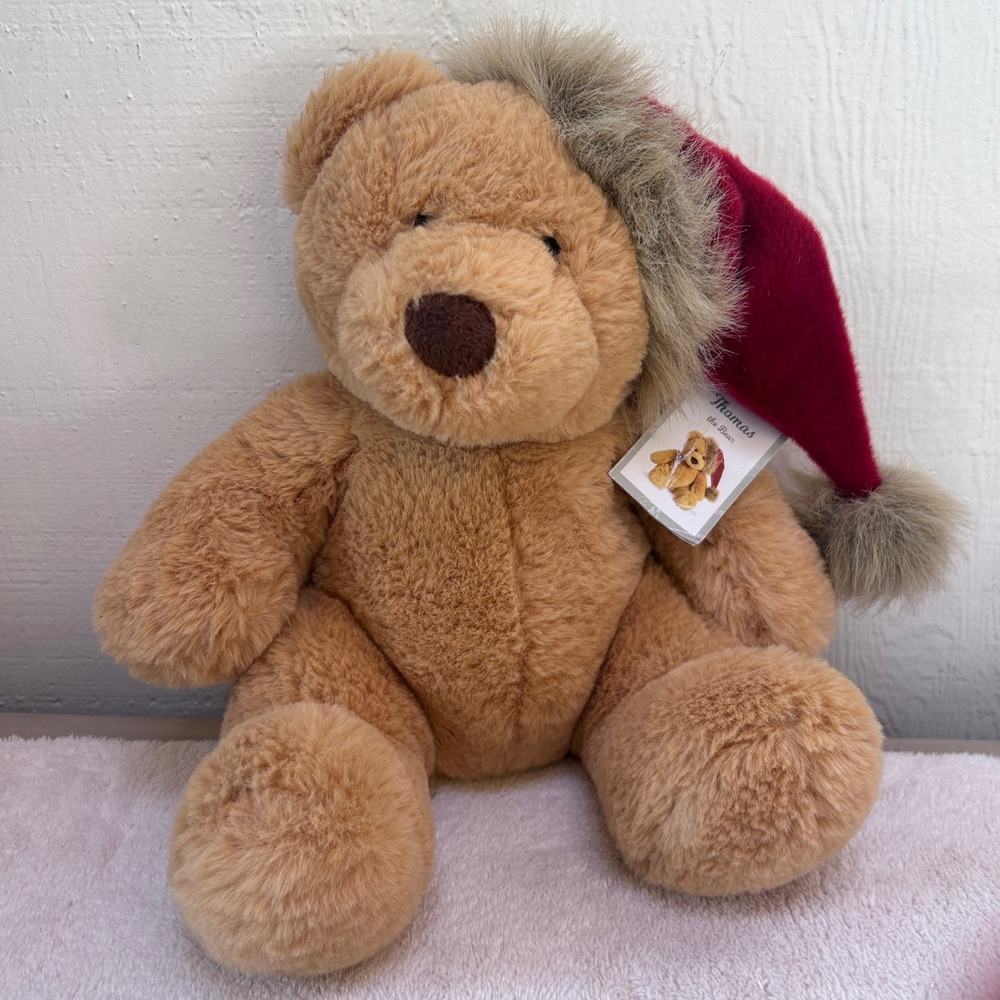 RARE Aurora World Thomas Bear Christmas Plush 2021 Teddy Bear Santa Hat 12in NWT